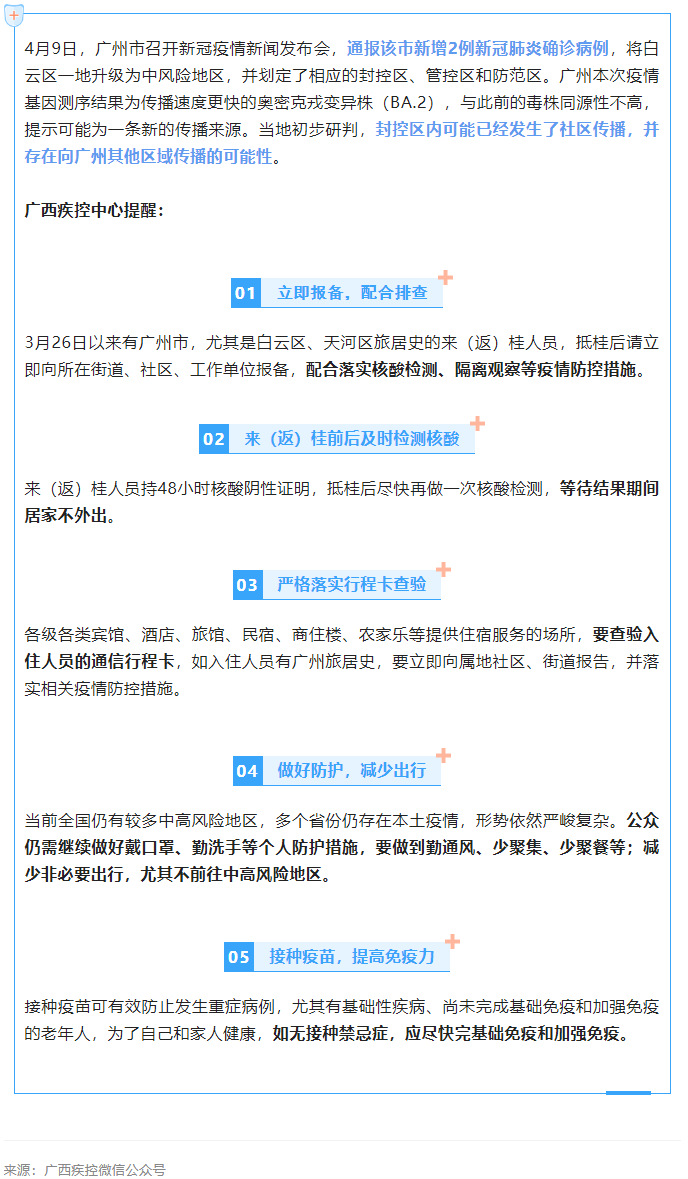 廣東一地升級(jí)為中風(fēng)險(xiǎn)地區(qū)，廣西疾控中心提醒.png